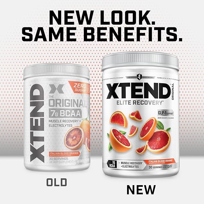 Xtend Original BCAA Powder, 7g BCAAs and 2.5g L-Glutamine for Muscle Recovery Hydration and Lean Muscle, Sugar Free Intra and Post Workout Drink with Electrolytes, Italian Blood Orange, 30 Servings