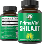 PrimaVie Purified Shilajit Capsules Made with Pure Shilajit Powder. Clinically Tested Natural Supplement with 40+ Trace Minerals, Fulvic Acid. Tablets Support Mitochondria + Brain Function