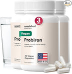 Nourished Natural Health ProbIron - Women's Probiotic + Iron Supplement Boosted with Vitamin C and Copper - Vegan Formula for Energy and Digestive Wellness - 90 Capsules