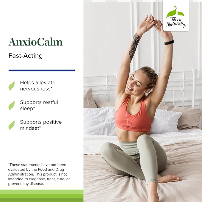 Terry Naturally AnxioCalm - 75 Tablets - Fast-Acting, Non-Drowsy, Non-Addictive Formula - Safe for Adults & Children 4+ Years - Non-GMO - 37 Servings