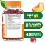 Vitamin D Gummies for Adults | 5000 IU | Great Tasting D3 Vitamin | Immune Support and Healthy Bones Vitamin D Supplement for Men, Women | 90 Gummies | Lifeable