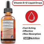 SBR Nutrition Extra Strength 6000mcg Vitamin B12 Sublingual Liquid Drops - Methylcobalamin, VIT B 12 Supports Energy, Max Absorption, 60 Servings, Non-GMO, Vegan Friendly, Manufactured in The USA