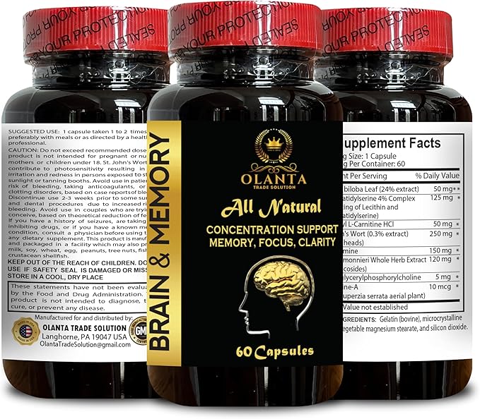 Mind Matrix Memory & Clarity Formula - Brain Focus & Mental Performance Support with Natural Ingredients Like St. John's Wort & Alpha-GPC - 1 Bottle