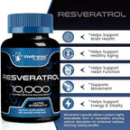 WELLNESS LABSRX Resveratrol Supplement 1000mg, 120 Capsules (60 Days Supply), Ultra-Strength High Purity Trans-Resveratrol for Healthy Aging, Anti-Aging and Heart Health Support - Vegan, Keto