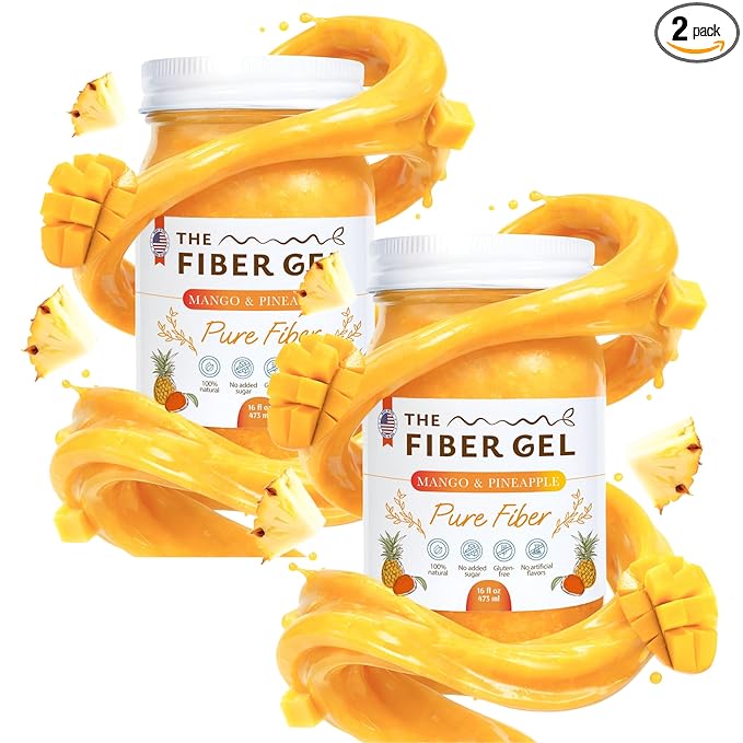 The Fiber Gel High Dietary Fiber Prebiotic Gel Formula — 100% Natural & Clean Label — Plant-Based Psyllium Husk & Inulin Complex — Keto Friendly, Vegan, No Added Sugar — Mango&Pineapple, 32 oz