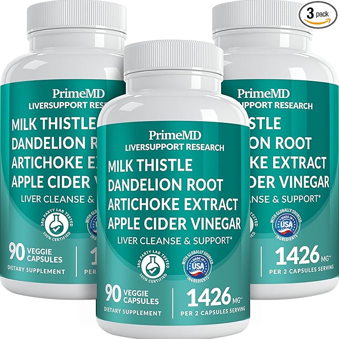 32-in-1 Liver Support with Milk Thistle Supplement – Liver Detox with Silymarin, Artichoke Extract & Beetroot Powder – Comprehensive Wellness Formula for Liver Cleanse – 1426mg (270 count) (Pack of 3)