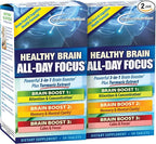 Applied Nutrition Healthy Brain All-Day Focus - 50 Tablets, Pack of 2 - Powerful 3-in-1 Brain Booster with Turmeric Extract - 50 Total Servings