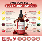Methylated B Complex - 5000 mcg Methylcobalamin B12 & 5-MTHF Folate 1000 mcg - Vitamin B Complex Liquid Drops with B3, B6, Beetroot, Hawthorn - Energy, Focus, Heart & Brain, Sugar-Free, 2 Fl Oz