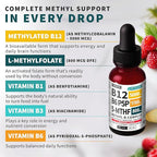 (2-Pack) Methylated B Complex Liquid Drops with Active L-Methylfolate - B12 Sublingual Drops, Vitamin B Complex - Vegan B 12 Vitamin 5000mcg, Non-GMO, Raspberry Flavor, No Sugar, 2 Fl oz, 80 Servings