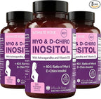 Intimate Rose Myo-Inositol & D-Chiro Inositol Blend - 40:1 Blend Ratio - Women's Daily Wellness Support - Vitamin D & Ashwagandha, 3 Bottles