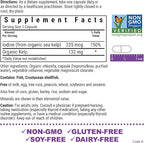 Bluebonnet Nutrition Atlantic Sea Kelp Iodine 225 mcg - Organically Grown U.S. Sea Kelp - Non-GMO Project Verified, Gluten-Free, Soy-Free, Dairy-Free - 120 Vegetable Capsules