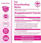 Pink Stork Lactation Probiotic - 30 Billion CFUs Multi-Strain Postnatal Probiotics for Breastfeeding Women - Supports Breast Milk and Gut Health, Postpartum Essentials, Mint Essence, 30 Capsules