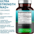 NAD Supplement High Purity (500mg of 95% Pure NAD Plus) with Resveratrol - NMN and Nicotinamide Riboside Alternative for Energy, Anti-Aging, Cell Regeneration, Focus – 60 Pills