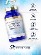 Carlyle Magnesium Glycinate | 665 mg | 250 Capsules | Non-GMO and Gluten Free Formula | Essential Buffered Mineral Supplement