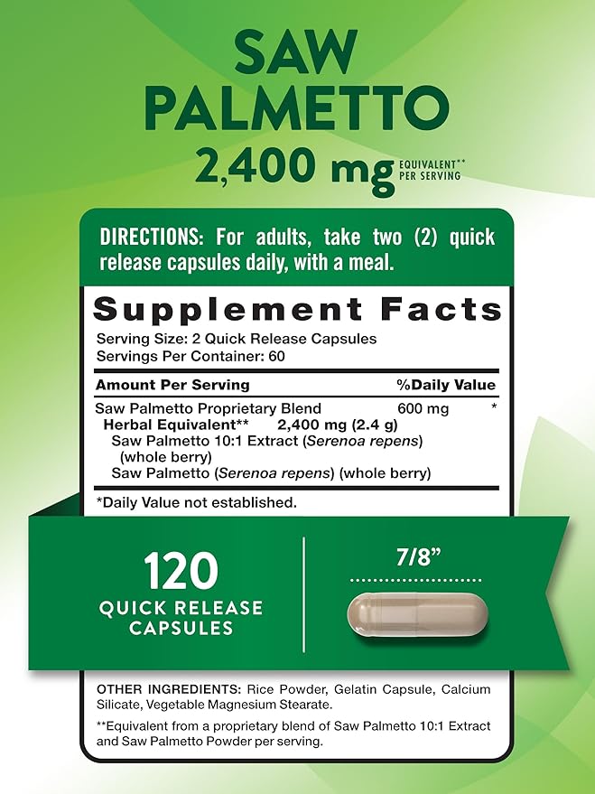 Nature's Truth Saw Palmetto Extract | 120 Capsules | Non-GMO & Gluten Free Supplement