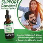 Organic Liquid Probiotic Drops Supplement - Organic Probiotics for Kids, Women & Men, Digestive Gut Health - Vegan Acidophilus Probiotics, Kid Flora Toddler Liquid Probiotic for Kids, Womens, Men 2 Oz