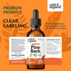 Wild & Organic Pine Bark Extract Tincture - Antioxidant Support - Pinus Pinaster Supplements - French Maritime Bark Liquid Drops - 2-Month Supply - Vegan, Alcohol & Sugar-Free - 2 fl oz
