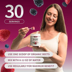 Snap Supplements Organic Beet Root Powder Nitric Oxide Supplement for Men & Women, Red Spinach & Pomegranate, Supports Healthy Energy & Blood Pressure Already in Normal Range, 30 Servings, Mixed Berry