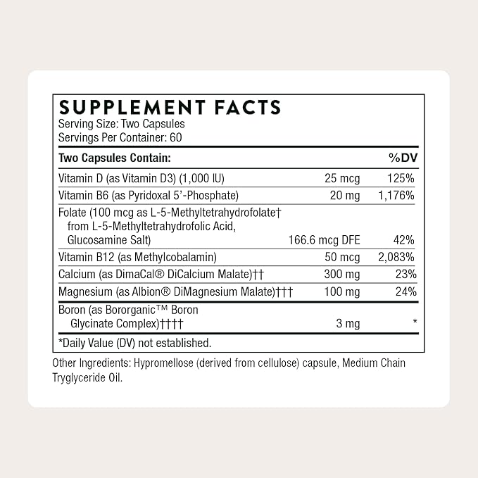 THORNE - Advanced Bone Support - Bone Health Supplement for Women & Men with Calcium, Magnesium, Vitamin D, B Vitamins, Folate & Boron* - Gluten, Dairy & Soy-Free - 120 Capsules