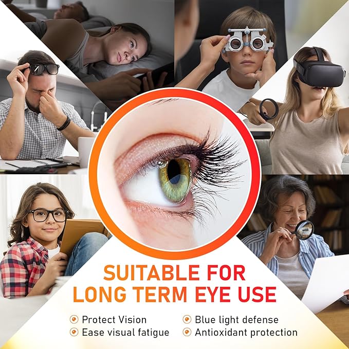 Lutein Gummies Eye Health Supplement with Zeaxanthin & Vitamin A – Blue Light Protection, Orange Flavor, Supports Vision Care for Adults – Vegan, Non-GMO, Gluten Free (60 Count)