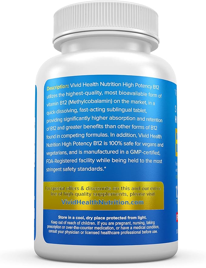 Energy Boosting Vitamin B12 Sublingual | Quick Dissolve Vegan B-12 with Methylcobalamin for Metabolic & Brain Support, 120 Fruit Punch Tablets