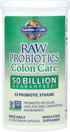 Garden of Life Probiotics for Women and Men - Raw Probiotics Colon Care 50 Billion CFU and Enzymes, Shelf Stable Once Daily Acidophilus Probiotic for Regularity and Immune Health Support, 30 Capsules