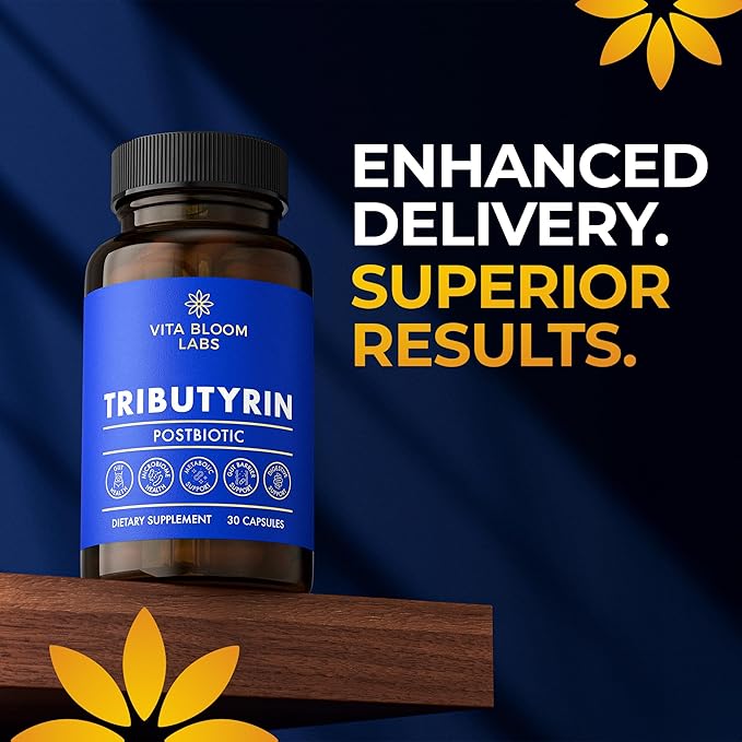 Tributyrin Supplement - Better Delivery & More Effective than Sodium Butyrate - Gut Health & Digestive Support - 3-in-1 Butyrate Postbiotics for Leaky Gut & Gut Barrier Support - 30 Capsules