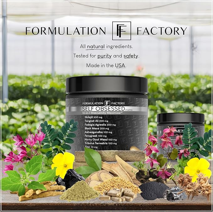 Formulation Factory Self Obsessed Starter Vitality Complex with Shilajit, Tongkat Ali & Ashwagandha - Foundational Male Enhancement - 120 Capsules, 2 Month Supply