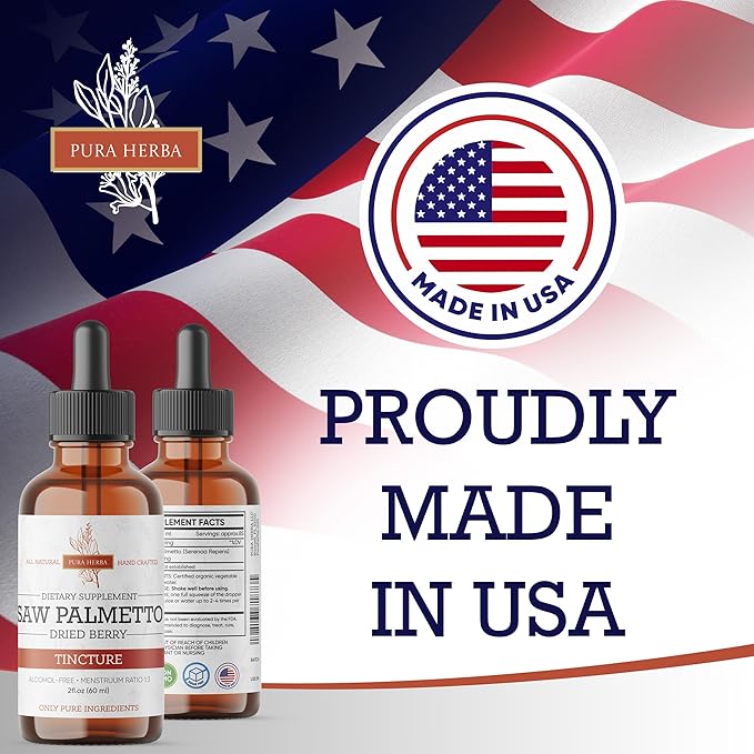 Saw Palmetto Tincture | Premium Alcohol-Free Herbal Extract from Saw Palmetto Berries | Liquid Botanical Supplement | Traditional Herbal Formula | Made in USA - 4 oz (120 ml)