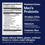 Physician's CHOICE Probiotics for Men - 70 Billion CFU - 8 Strains - Selenium & Organic Prebiotics - Supports Digestive Health, Microbiome, Colon, Immune Health - Advanced Men's Probiotic - 15ct 2pck