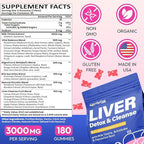 Liver Detox Cleanse & Repair, 2000mg Milk Thistle Liver Detox , Herbal Liver Support Supplement with Beetroot, Dandelion Root, Turmeric, Glutathione for Gut Health, Metabolism, Energy, 180 Gummies