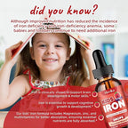 Liquid Iron Supplement for Kids & Women Men - with Magnesium, Zinc & Kids Multivitamin Iron Drops - Immune Support, Blood Builder & Energy Support for Iron Deficiency, Anemia, Vegan 2 Fl Oz