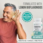 Tinnitus Relief Pills for Ear Ringing – Ear Tinnitus Relief for Ringing Ears with Flavonoids, B12 & Inositol – for Pain in Ears & Health Support – 180 Caplets – Daily Ear Ringing Relief Supplement