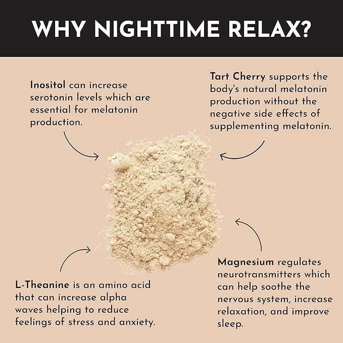 JUST INGREDIENTS Chai Nighttime Relax Drink Mix – 30 Servings | No Sugar Added | Magnesium, L-Theanine, Chamomile & Tart Cherry Extract | Supports Relaxation & Restful Evenings