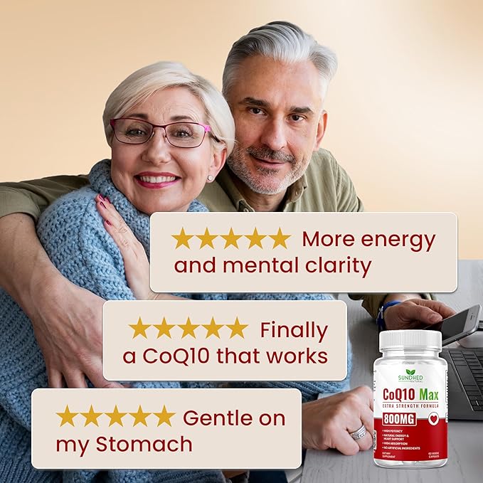 CoQ10 Powerful Antioxidant Supplement - Extra Strong Formula 800mg, 60 Capsules, 1-Month Supply with Coenzyme Q10 Vitamins and Supplements