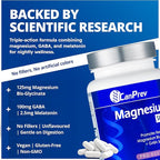 CanPrev Magnesium Bisglycinate Chelated + GABA & Melatonin, 120 Veg Caps, 120-Day Supply, Support Restful Night, Muscle Function, Promote Relaxation & Balanced Sleep-Wake Cycle, Vegan, No GMO & Gluten