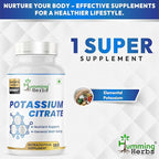 Potassium Citrate 500mg-192mg Elemental Potassium Per Serving-Non-GMO-180 Vegan Capsules