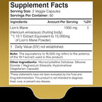 Lions Mane Supplement Capsules - 120 Count - Mushroom Supplement, Brain Supplements for Memory and Focus, Lion's Mane Mushroom Capsules Organic - Cognitive and Immune Support, Focus Supplement
