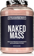 NAKED Strawberry Mass - 1,500 Calories, 50G Protein, Nothing Artificial. Strawberry Weight Gainer Protein Powder - 8lb Bulk, GMO Free, Gluten Free & Soy Free