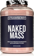 NAKED Strawberry Mass - 1,500 Calories, 50G Protein, Nothing Artificial. Strawberry Weight Gainer Protein Powder - 8lb Bulk, GMO Free, Gluten Free & Soy Free