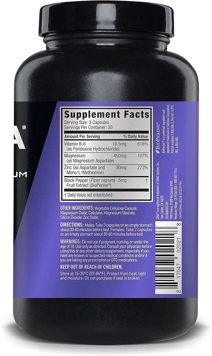 ZMA JYM, Zinc & Magnesium Supplement - Zinc, Magnesium and Vitamin B6, YM Supplement Science, 90 Vegetarian Capsules (Pack of 2)