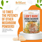 Ellie's Best Lions Mane Mushroom Extract Powder Supplement Organic 228 Servings - Double Extracted for Highest Potency - Dissolves in Coffee, Tea, Juice etc. 8oz