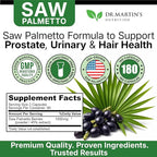 USA Grown Saw Palmetto | 180 Capsules Prostate Health Supplement | Hair Growth for Men & Women | Support to Help Maintain Normal Urination Frequency & Natural DHT Blocker to Help Prevent Hair Loss