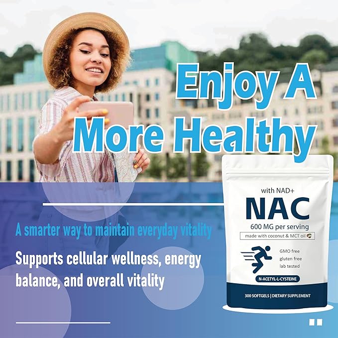 Consciousnutra NAC Supplement with NAD+ & Coconut Oil | 2-in-1 N Acetyl L Cysteine Plus Nicotinamide Forms | NAD Supplements for Women & Men | Non-GMO, Gluten Free, 300 Softgels