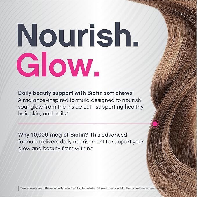 NeoCell Biotin Beauty Soft Chews | 30 Chewables | 10000mcg | Hair, Skin & Nails | Acai Berry Flavor