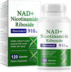 A r b c r n 120 Capsules NAD+ Supplement,NAD Nicotinamide Riboside Resveratrol 910mg for Men and Women, NR Supplement for Energy Anti-Aging Focus