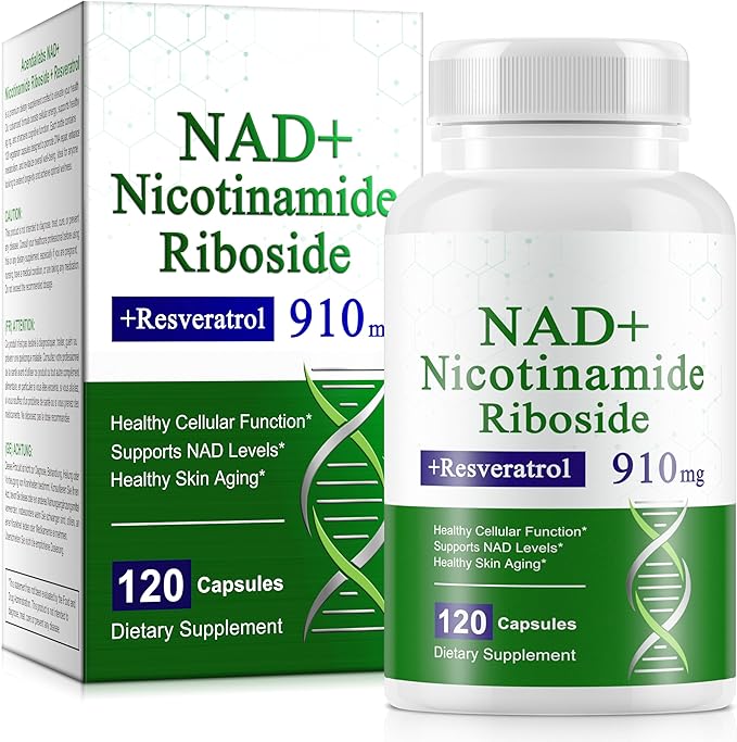 A r b c r n 120 Capsules NAD+ Supplement,NAD Nicotinamide Riboside Resveratrol 910mg for Men and Women, NR Supplement for Energy Anti-Aging Focus
