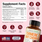 Tart Cherry Capsules – Turmeric Curcumin Supplement with Tart Cherry Extract & Celery Seed Extract – Turmeric Curcumin with Black Pepper for Uric Acid Balance, Joint Health & Sleep Aid - 2 Pack