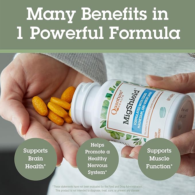 Quantum Health MigShield Magnesium Supplements with Riboflavin & CoQ10,The Power of Magnesium in Easy-to-Take Tablets for Effective Results,60 Tablets,30-Day Supply,(Pack of 2)