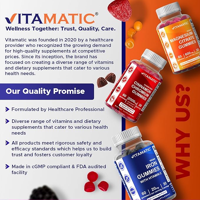 Vitamatic Prebiotic Fiber Gummies for Adults – 4 Pack (Total 120 Gummies) 7g Fiber per Serving | Extra Strength | Zero Sugar Added | Pectin-Based | Digestive Health & Regularity Support